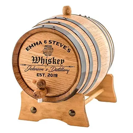 Personalized - Custom Engraved American Premium Oak Aging Barrel - Age your own Whiskey, Beer, Wine, Bourbon, Tequila, Rum, Hot Sauce & More | Barrel Aged (2 Liters)