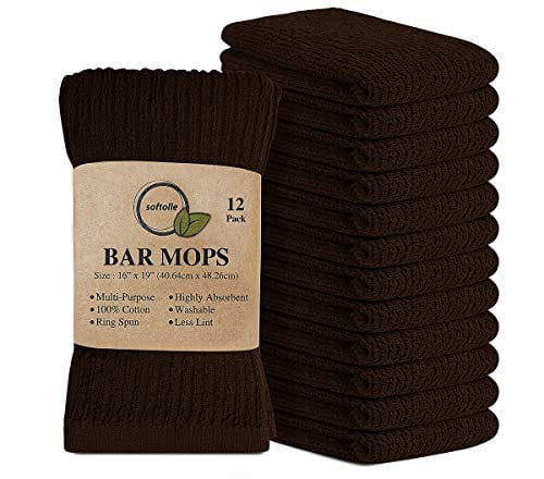 Utopia Towels Kitchen Bar Mops Towels, Pack of 12 Towels - 16 x 19 Inches,  100% Cotton Super Absorbent Grey Bar Towels, Multi-Purpose Cleaning Towels