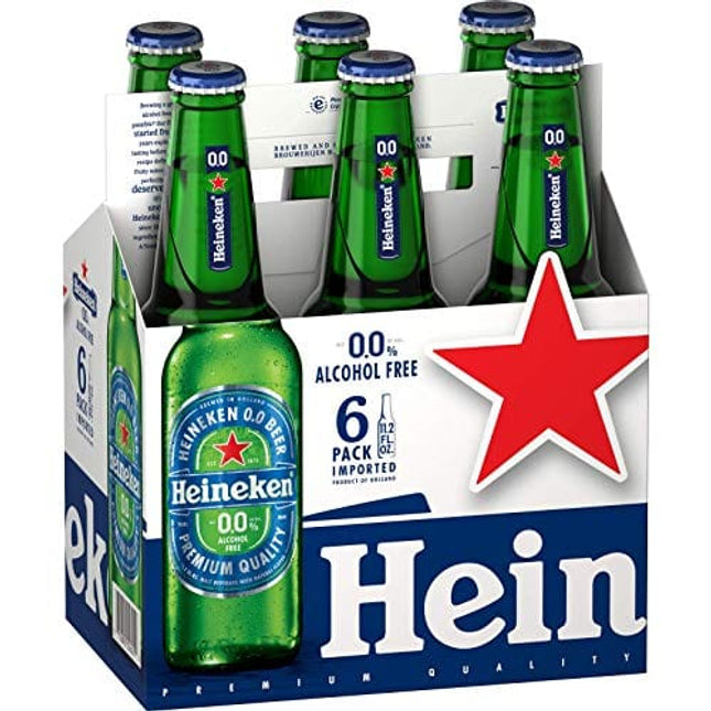Malt Beverage Heineken 0.0 Non Alcoholic Beer 1 Pack of 6 Glass Bottles 11oz/331ml هينيكن بيرة بدون كحول