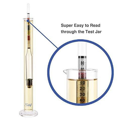 Triple Scale Hydrometer and Glass Test Jar for Wine, Beer, Mead & Cider - ABV, Brix and Gravity Test Kit