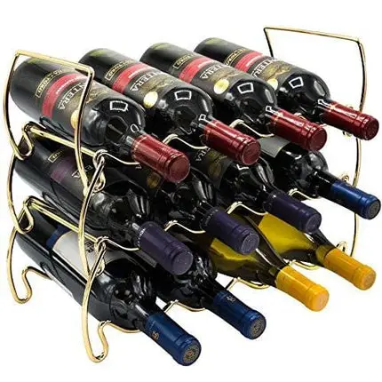 Sorbus 3-Tier Stackable Wine Rack - Classic Style Wine Racks for Bottles - Perfect for Bar, Wine Cellar, Basement, Cabinet, Pantry, etc - Hold 12 Bottles, Metal (Copper)