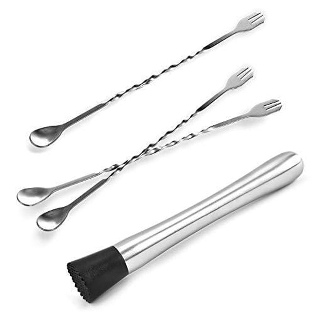 4 Pack Muddler Bar Tool Stainless Steel Cocktail Muddler & Mixing Cocktail  Spoon Set Ideal Cocktail Making Set Bartender Tool for Home and Bar - Yahoo  Shopping