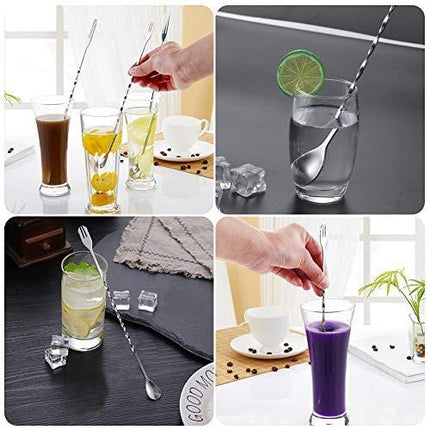 Set of 4 Muddler Bar Tools Essentials, SourceTon 10 Inch Stainless Steel Cocktail Muddler & 3 Pieces Mixing Spoons Ideal Bartender Tool for Home and Bar