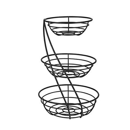 Spectrum Diversified Euro Arched Server Contemporary Stacked, 3-Tier Bowls for Modern Kitchen Counters, Sleek Fruit Basket Stand, One, Black