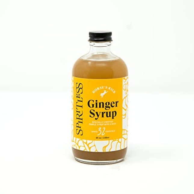 SPIRITLESS Horse's Kick Ginger Syrup | Simple Syrup for Non-Alcoholic Spirits | Mocktail & Cocktail Mixer | 8 oz Bottle