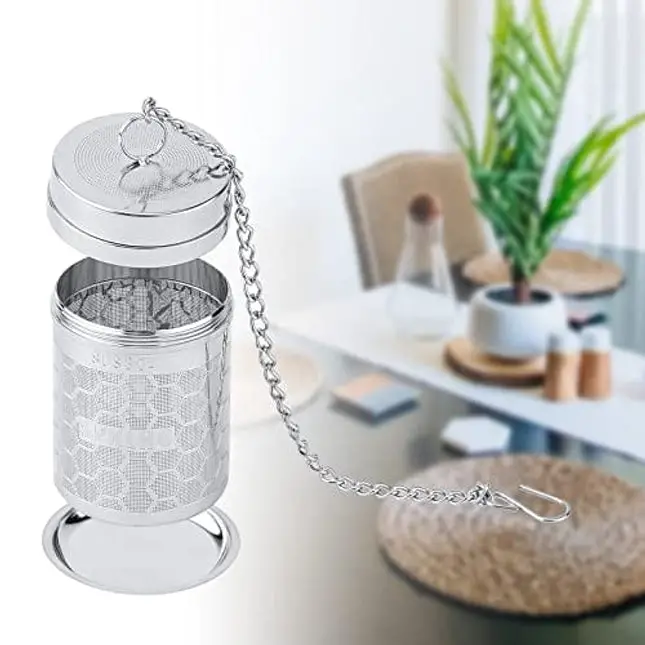 SPKLHQ Tea Infuser，Tea Strainer Fine Mesh Tea Filter 304 Stainless Steel Honeycomb Design with Extended Chain Hook to Brew Loose Leaf Tea, Spices & Seasonings