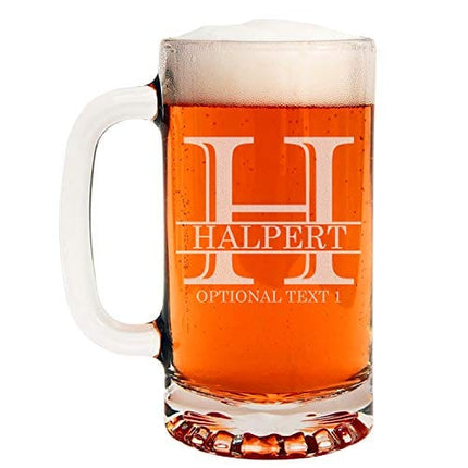 Personalized Etched 16oz Glass Beer Mug, Groomsmen Gift, Best gift for Him, Men Dad or Husband gift, Halpert