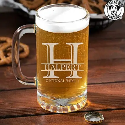 Personalized Etched 16oz Glass Beer Mug, Groomsmen Gift, Best gift for Him, Men Dad or Husband gift, Halpert