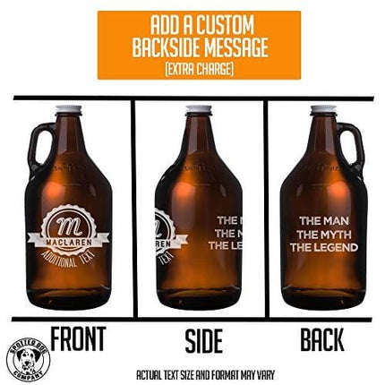 Personalized Etched 64oz Amber Glass Beer Growler