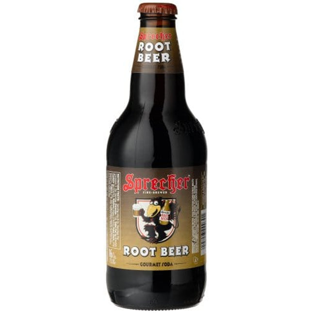 Sprecher ROOT BEER PINT AMBER BOTTLES - "Sprechen Sie Deutsch?" Wisconsin, 16-Ounce Glass Bottle (Pack of 12)