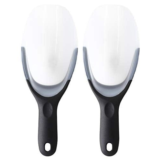 Spring Chef Magnetic Ice Scoop, Contoured Translucent Flexi-Plastic with Soft Grip Handle for Ice, Flour, Rice, Popcorn, Pet Food - Set of 2, Black