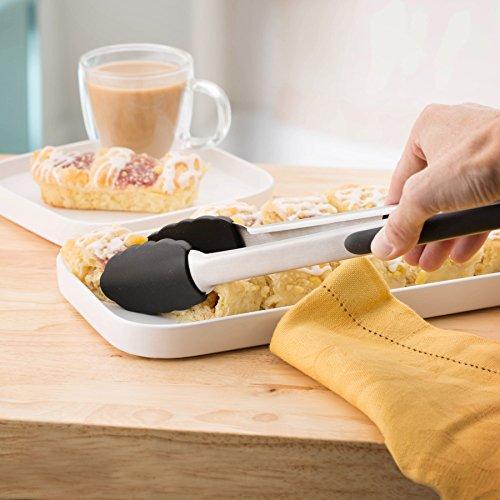 Silicone Kitchen Tongs, Set of Two - 9 and 12 Premium Stainless Steel  Tongs with Silicone Tips, Non-Stick Food Ice Tongs for Cooking Serving  Baking Grilling Frying
