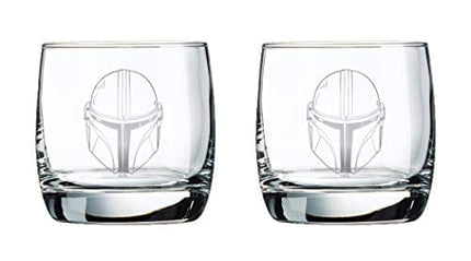 The Mandalorian Glass Set (Helmets) - 10 oz Capacity - Glasses 2-Pack - Star Wars Design - Heavy Base