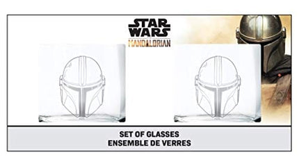 The Mandalorian Glass Set (Helmets) - 10 oz Capacity - Glasses 2-Pack - Star Wars Design - Heavy Base