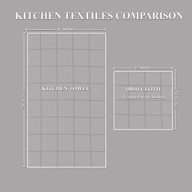 Sticky Toffee Cotton Kitchen Towels Dishcloths Set of 8, Blue and White Dish Cloth Towels, Tea Towels, Reusable and Absorbent Cleaning Cloths, Oeko-Tex Cotton, 12 in x 12 in