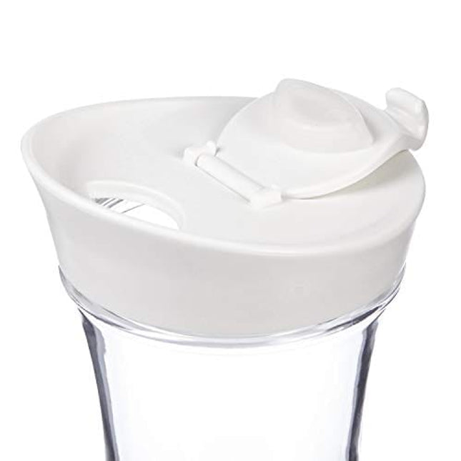 STORi Clear Plastic 50-ounce Square Base Beverage Carafes | set of 2 | White Lids