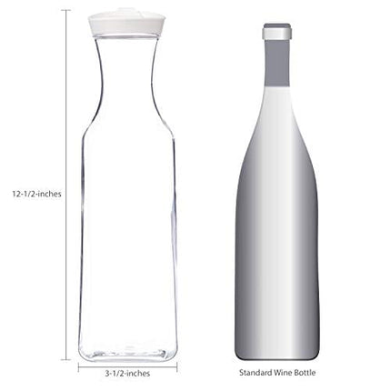STORi Clear Plastic 50-ounce Square Base Beverage Carafes | set of 2 | White Lids