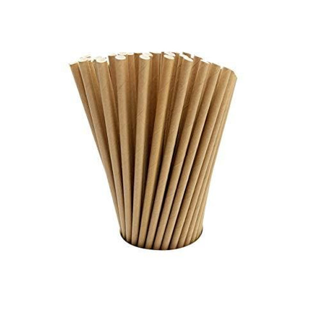 100 Kraft Biodegradable Paper Straws co-Friendly Biodegradable Drinking Straws Bulk for Party Supplies, Bridal/Baby Shower, Birthday, Mixed Drinks, Weddings, Restaurant, Food Service, Drink Stirrer
