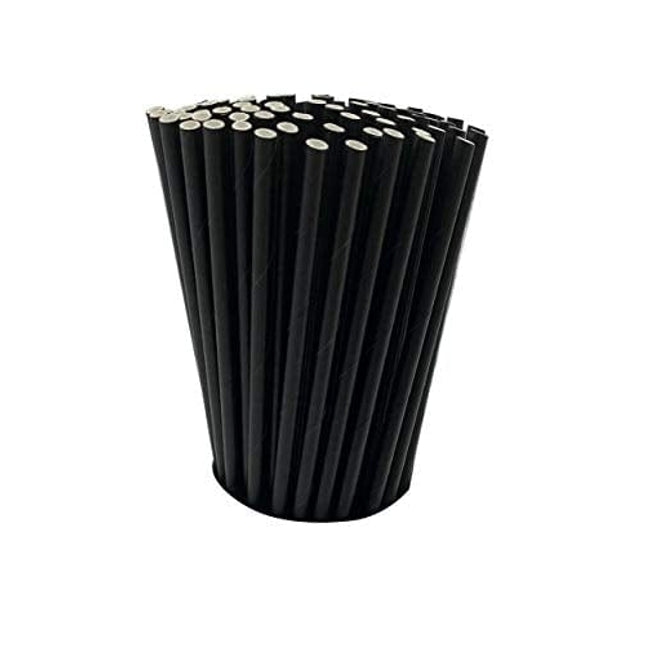 100 Black Biodegradable Paper Straws co-Friendly Biodegradable Drinking Straws Bulk for Party Supplies, Bridal/Baby Shower, Birthday, Mixed Drinks, Weddings, Restaurant, Food Service, Drink Stirrer