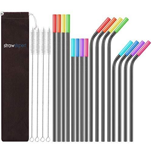 Bar Lux 9.5 inch Straw Cleaner Brushes, 2 Reusable Straw Brushes - Durable Nylon Bristles, Thoroughly Clean Silicone or Stainless Steel Straws, Silver