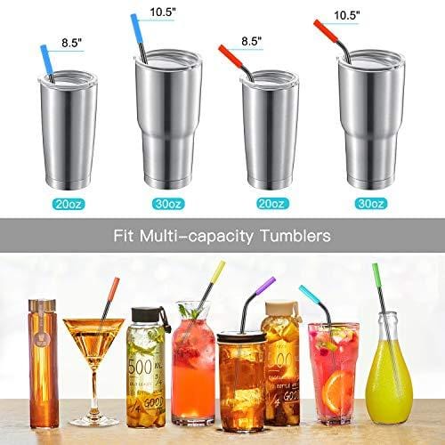  StrawExpert Set of 16 Reusable Stainless Steel Straws with  Travel Case Cleaning Brush Silicone Tips Eco Friendly Extra Long Metal  Straws Drinking for 20 24 30 oz Tumbler : Home & Kitchen
