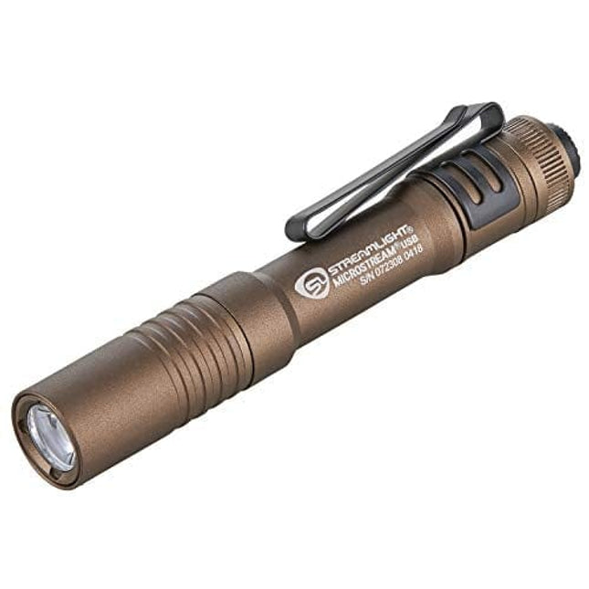 Streamlight 66608 250 Lumen MicroStream USB Rechargeable Pocket Flashlight with 5" USB Cord Clamshell Packaging, Coyote
