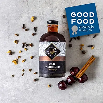 Strongwater Old Fashioned Craft Cocktail Mixer - Makes 32 Cocktails - Handcrafted Old Fashioned Syrup with Bitters, Orange, Cherry & Organic Demerara Sugar - Just Mix with Bourbon or Whiskey