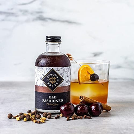 Strongwater Old Fashioned Craft Cocktail Mixer - Makes 32 Cocktails - Handcrafted Old Fashioned Syrup with Bitters, Orange, Cherry & Organic Demerara Sugar - Just Mix with Bourbon or Whiskey