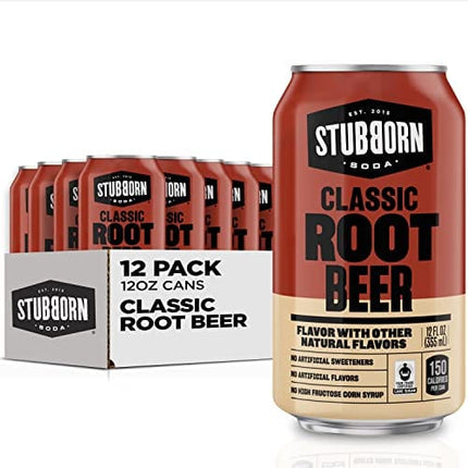 STUBBORN SODA, Classic Root Beer, 12oz Cans (12 Pack)