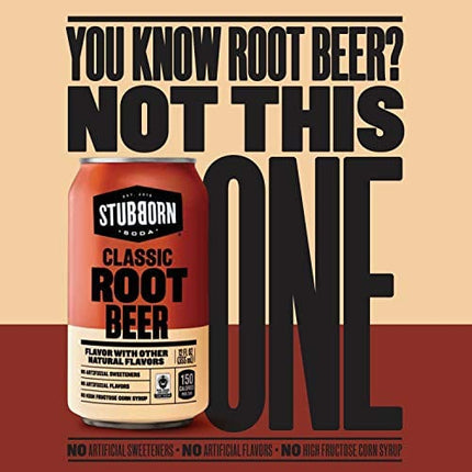 STUBBORN SODA, Classic Root Beer, 12oz Cans (12 Pack)