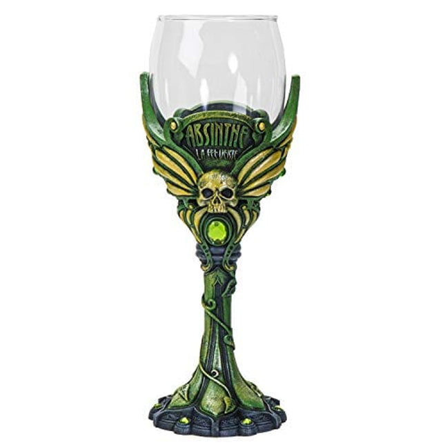 Summit Collection Absinthe La Fee Verte Green Fairy Wine Goblet Wine Glass 6.5 inches Tall 7 fl oz Chalice