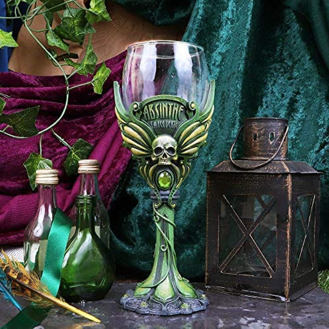 Summit Collection Absinthe La Fee Verte Green Fairy Wine Goblet Wine Glass 6.5 inches Tall 7 fl oz Chalice