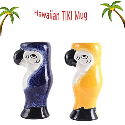 SUN GKOTTA Tiki Mugs Cocktail Set of 2 - Large Ceramic Hawaiian Party Mugs Drinkware, Cute Cocktail Glasses, Tiki Bar Professional Barware