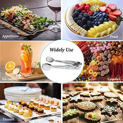 3PCS Mini Serving Tongs, 4Inch Rose Stainless Steel Sugar Cube Tongs, Sliver Small Ice Tongs for Tea and Coffee Party, Appetizers, Desserts by Sunenlyst