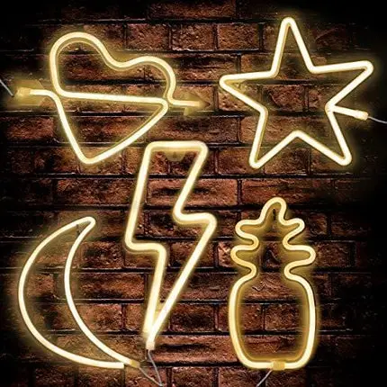 Sunnyglade USB Charging/Battery LED Neon Decorative Lights,Neon Sign Shaped Decor Light, Wall Decor for Christmas,Birthday Party, Kids Room, Living Room, Wedding Party Decor (Lightning)