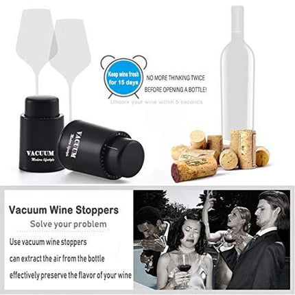 [2 PACK]Wine Bottle Stoppers,Real Vacuum Champagne Stoppers,Reusable Wine Preserver,Wine Corks Keep Fresh,Best Gifts for Wine Lovers.