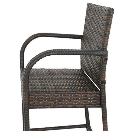 SUPER DEAL Upgraded Wicker Bar Stool Chairs Outdoor Backyard Rattan Chair w/Iron Frame, Armrest and Footrest (2)