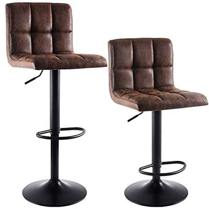 SUPERJARE Adjustable Bar Stools Set of 2, Rustic Swivel Barstools with Back, Modern Counter Height Chairs for Pub Kitchen, Vintage Brown, Fabric