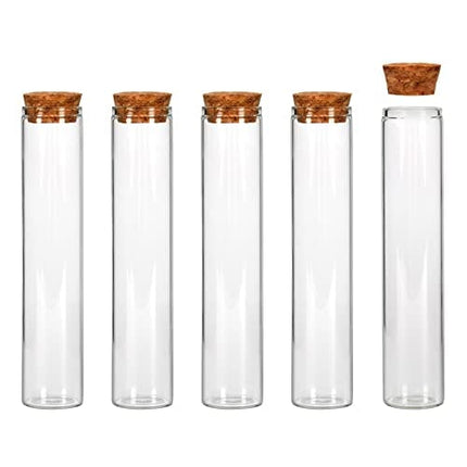 SUPERLELE 18pcs 55ml Glass Test Tubes 25×120mm Clear Flat Test Tubes with Wooden Stopper for Science Lab, Plant Propagation, Bath Salt and Candy Storage