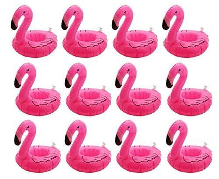 Inflatable Floating Flamingo Drink Holder 12 Pack Swimming Pool Float Coasters Coke Cup Holder for Beverage Cans Cups & Bottles - Fun Kid & Adult Pool Party …
