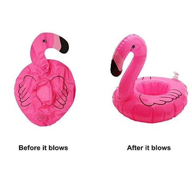 Inflatable Floating Flamingo Drink Holder 12 Pack Swimming Pool Float Coasters Coke Cup Holder for Beverage Cans Cups & Bottles - Fun Kid & Adult Pool Party …
