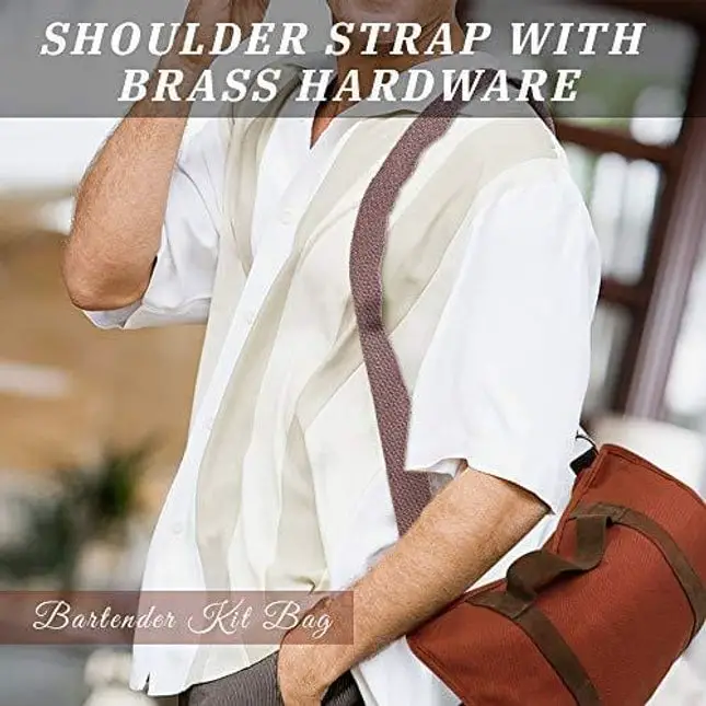 Bartender Bag - Professional Bartender Kit Travel Bag with Shoulder Strap for Easy Carry, Portable Barware Set Roll Bag