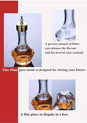 Bitter Bottle – Glass Bitter Bottle with Dash Top, 1.7oz/50ml, Great for Bartender, Home Bar – KJP01 (Silver)
