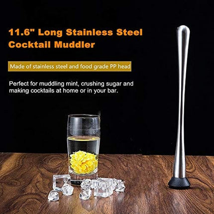 11.6 Inch Long Stainless Steel Cocktail Muddlers - Stable Muddled Fruit Mint Lime Lemon Herb (1)