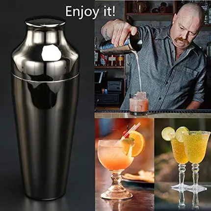 Cocktail Shaker – 17oz Parisian Cocktail Shaker, Stainless Steel Cocktail Shaker, Essential Bartender Tool – CTSK012 (Gunmetal Black)