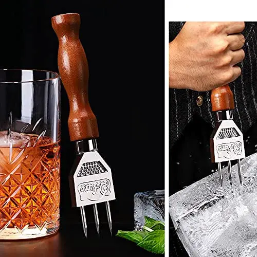Stainless Steel Ice Crusher With Wood Handle Three Prong Japanese Style Ice  Chipper Bartender Bar Wine Tools For Kitchen Bars