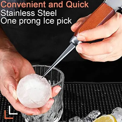 Ice Pick set of 2-7.24 Inch and 6.8Inch Stainless Steel Ice Crusher with Wood Handle, Japanese Style Ice Chipper Ideal for Bars and Home