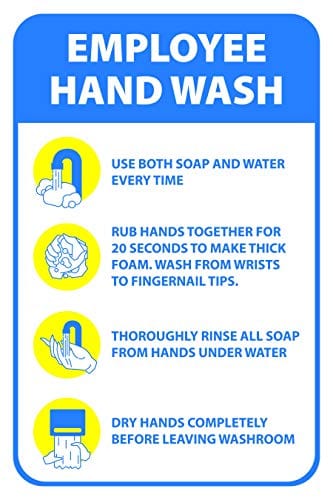 Employee Hand Wash Guide Sticker | Workplace Safety Signs for Public R ...