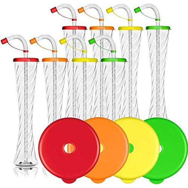 Yard Cups Party 8-PACK Twisty Cup - for Margaritas, Cold Drinks, Frozen Drinks, Kids Parties - 12 oz. (350 ml) - set of 8 Yard Cups. BPA Free and Crack Resistant (Assorted)