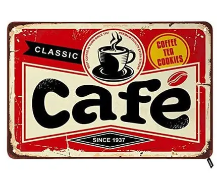 Swono Cafe Tin Signs,Classic Coffee Tea Cookies Since 1937 Vintage Metal Tin Sign for Men Women,Wall Decor for Bars,Restaurants,Cafes Pubs,12x8 Inch